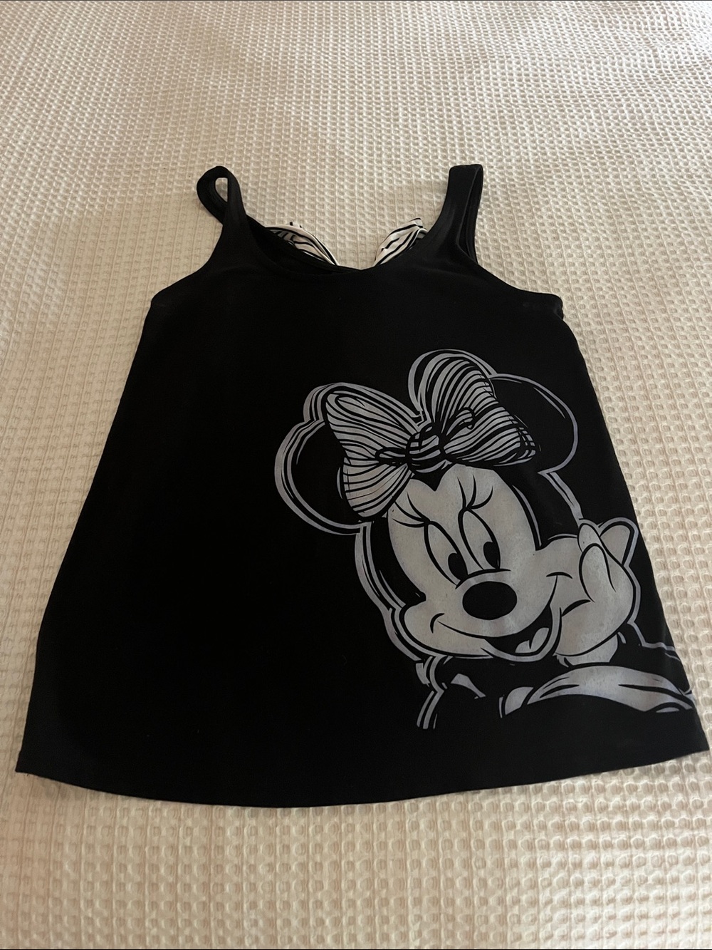 Disney Black Tank Top with Silver Minnie Graphic